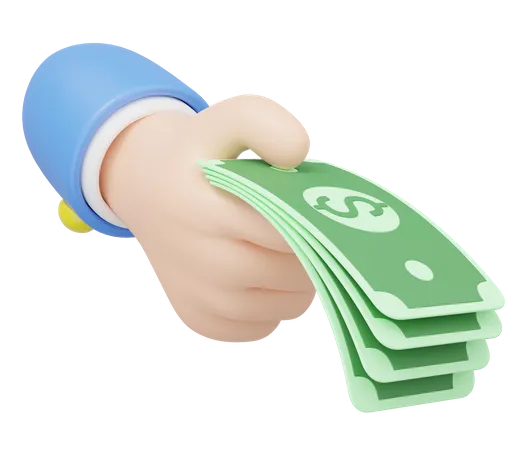 Hand Holding Dollar Notes  3D Icon