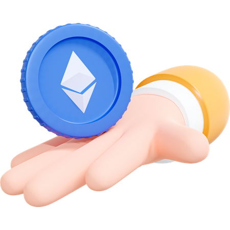 Hand Holding Ethereum Coin  3D Icon