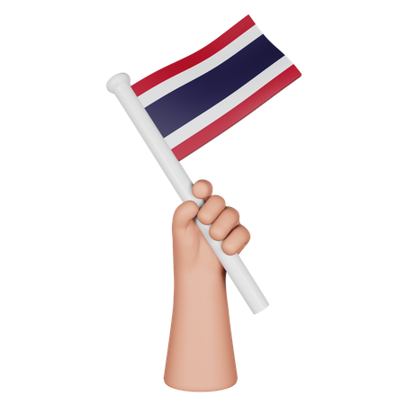 Hand Holding Flag Of Thailand  3D Icon