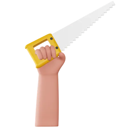 Hand Holding Hack Saw  3D Icon