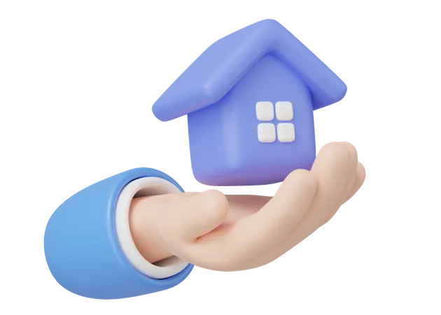 Hand Holding Home  3D Icon