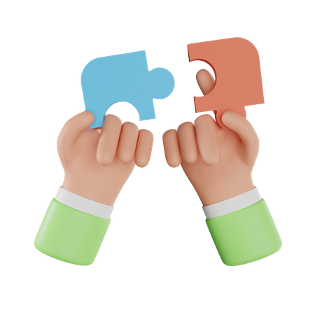 Hand Holding Jigsaw  3D Icon