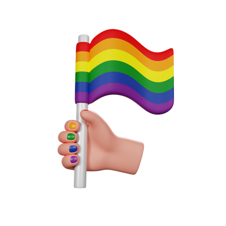 Hand Holding Lgbtq Flag  3D Icon