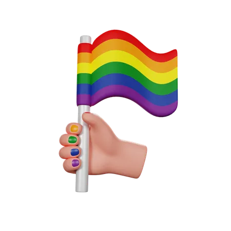 Hand Holding Lgbtq Flag  3D Icon