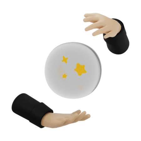 Hand Holding Magic Crystal Ball  3D Icon