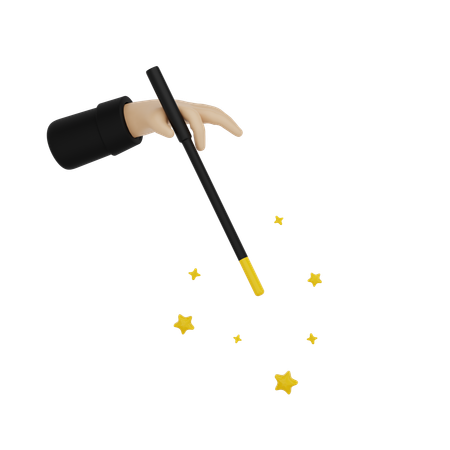 Hand Holding Magic Wand  3D Icon