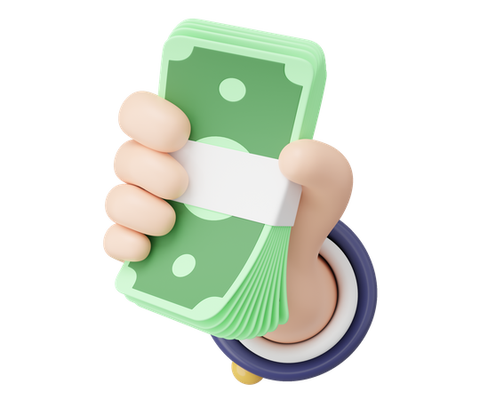 Hand Holding Money Bundle  3D Icon