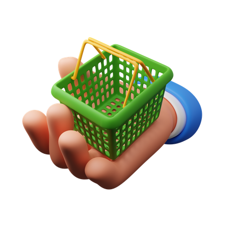 Hand holding shopping basket  3D Icon