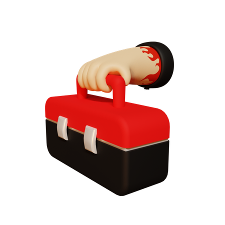 Hand holding tool box  3D Illustration