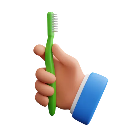 Hand Holding Toothbrush  3D Icon