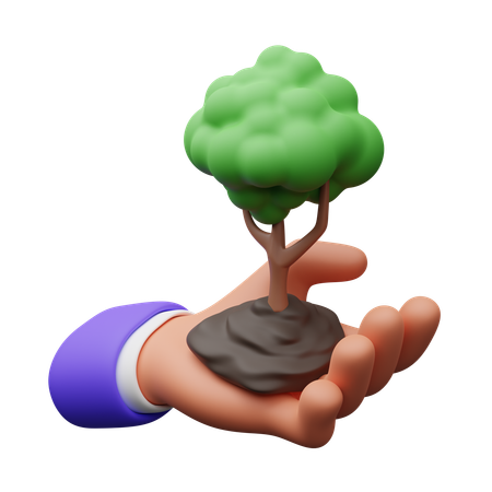 Hand holding tree  3D Icon