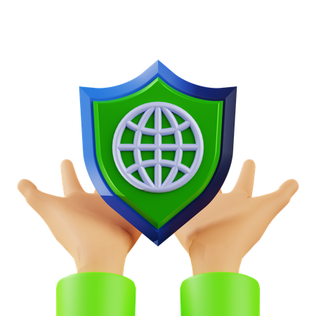 Hand Holding web Security  3D Icon