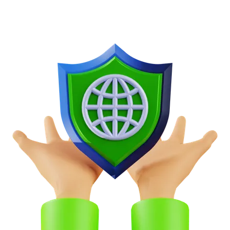 Hand Holding web Security  3D Icon