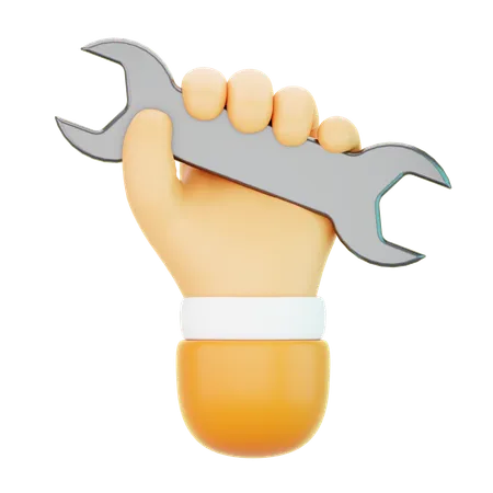 Hand Holding Wrench  3D Icon