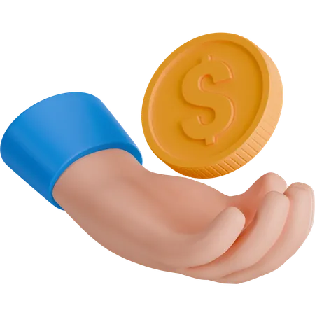 Hand Paying Coin  3D Icon