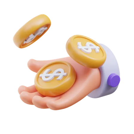 Hand Paying Coin  3D Icon