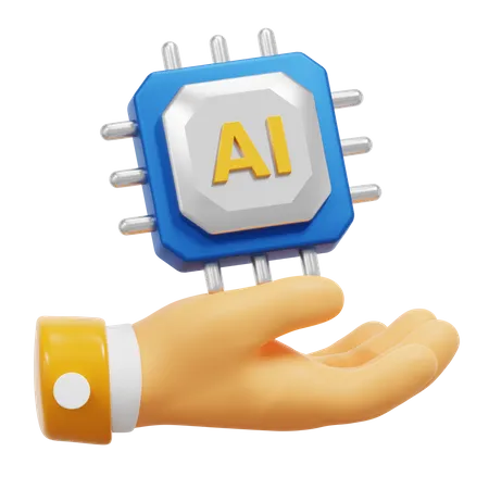 HAND WITH AI CHIP  3D Icon