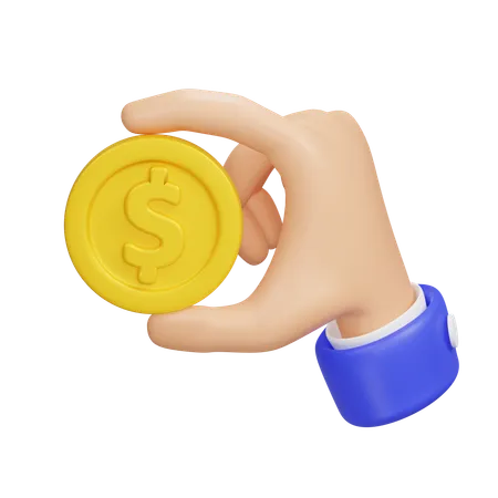 Hand With Coin  3D Icon