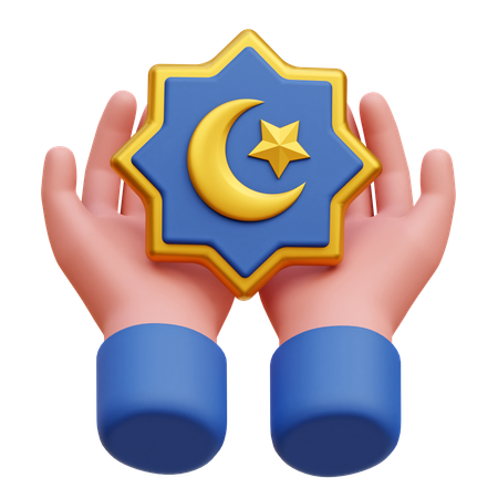 Hand With Crescent Moon  3D Icon