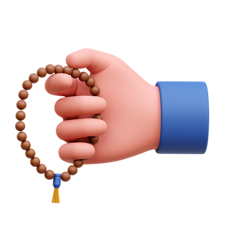 Hand With Prayer Beads  3D Icon