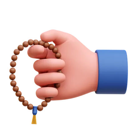 Hand With Prayer Beads  3D Icon