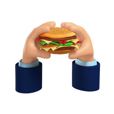 Hands Holding Cheeseburger  3D Illustration