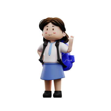 Happy female student say hi  3D Illustration