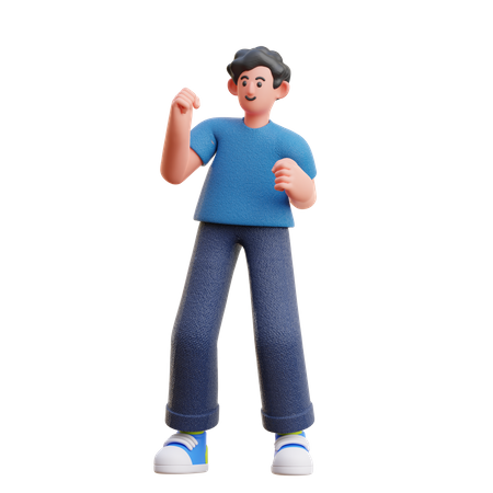 Happy man doing winning gesture  3D Illustration