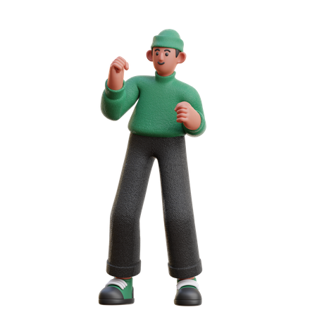 Happy man doing winning gesture  3D Illustration