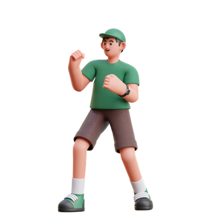 Happy man doing winning gesture  3D Illustration