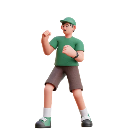 Happy man doing winning gesture  3D Illustration