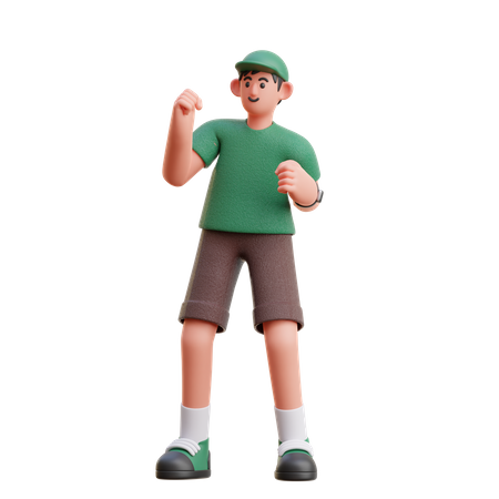 Happy man doing winning gesture  3D Illustration