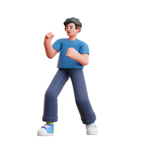 Happy man doing winning gesture  3D Illustration