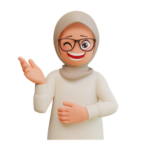 Happy Muslim Girl  3D Illustration