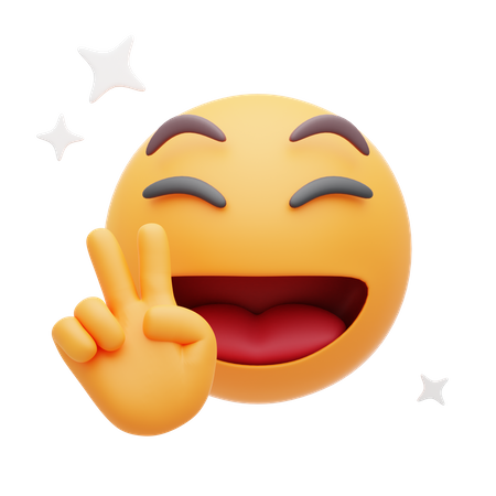 Happy Peace Emoji  3D Icon