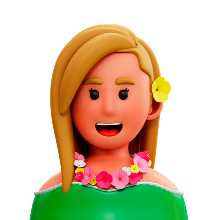 Hawaiianische Frau  3D Illustration