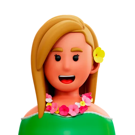 Hawaiianische Frau  3D Illustration