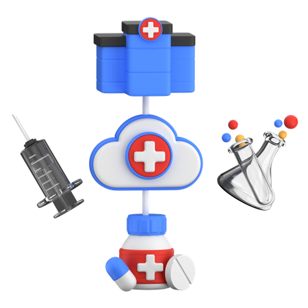 Health Cloud Storage  3D Icon