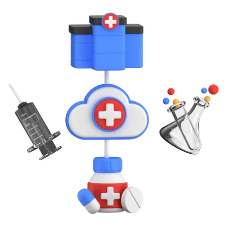 Health Cloud Storage  3D Icon