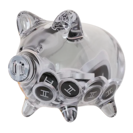 Hedera (HBAR) Clear Glass Piggy Bank  3D Icon