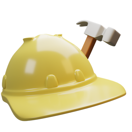 Helmet And Hammer  3D Illustration