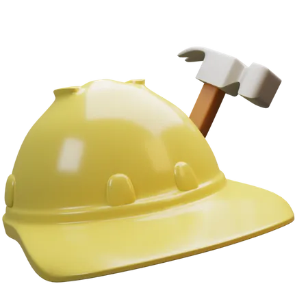 Helmet And Hammer  3D Illustration