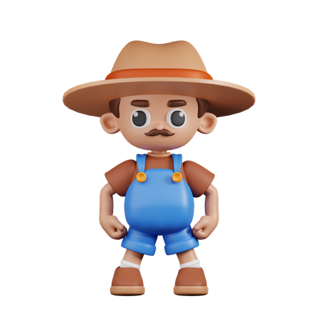 Hero Stance Farmer  3D Illustration