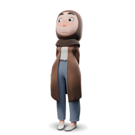 Chica hijab escondiendo algo  3D Illustration