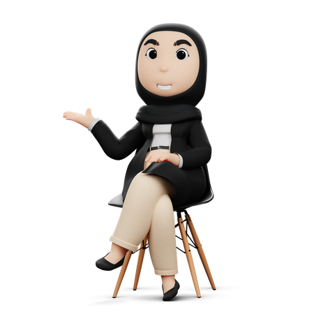 Hijab Woman Giving Guidance  3D Illustration