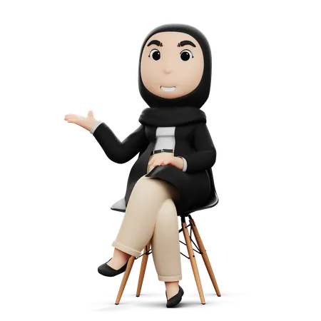 Hijab Woman Giving Guidance  3D Illustration