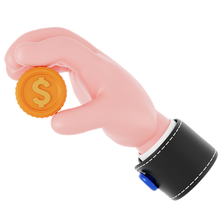 Holding Coin Hand Gesture  3D Icon