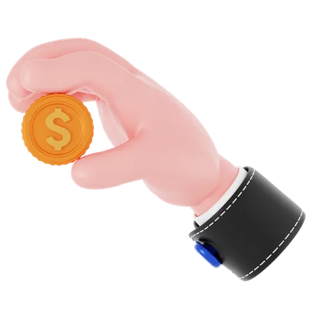 Holding Coin Hand Gesture  3D Icon