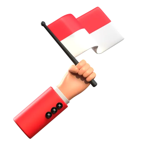 Holding Indonesia Flag  3D Icon