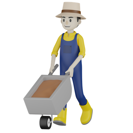 Sosteniendo mini carrito  3D Illustration